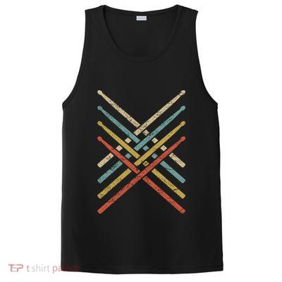 Retro Vintage Drummer 70s 80s Drum Sticks Gift PosiCharge Competitor Tank