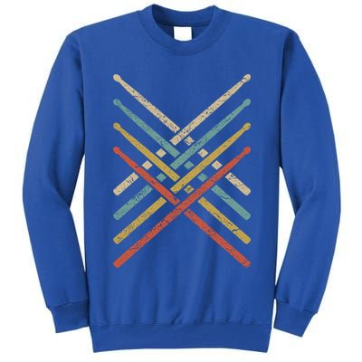 Retro Vintage Drummer 70s 80s Drum Sticks Gift Tall Sweatshirt