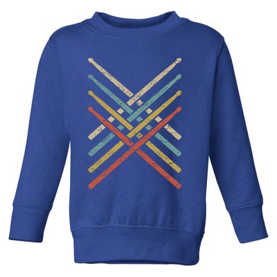 Retro Vintage Drummer 70s 80s Drum Sticks Gift Toddler Sweatshirt