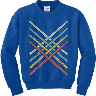 Retro Vintage Drummer 70s 80s Drum Sticks Gift Kids Sweatshirt