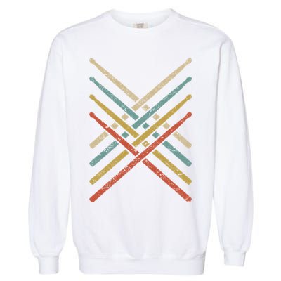 Retro Vintage Drummer 70s 80s Drum Sticks Gift Garment-Dyed Sweatshirt