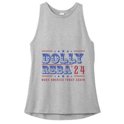 Retro Vintage Dolly And Reba 2024 Make America Fancy Again Ladies PosiCharge Tri-Blend Wicking Tank