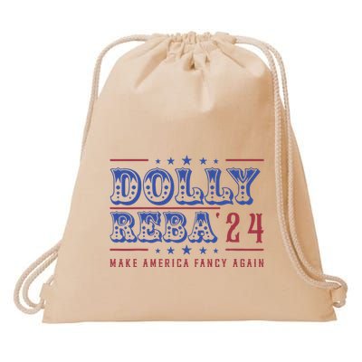 Retro Vintage Dolly And Reba 2024 Make America Fancy Again Drawstring Bag