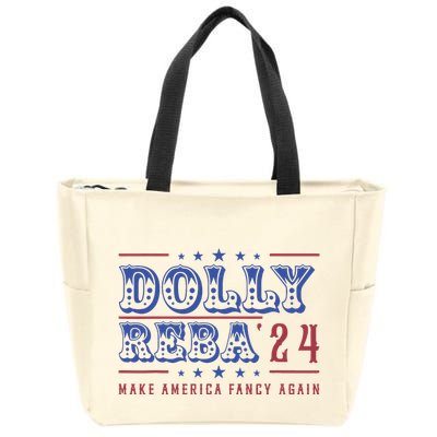 Retro Vintage Dolly And Reba 2024 Make America Fancy Again Zip Tote Bag