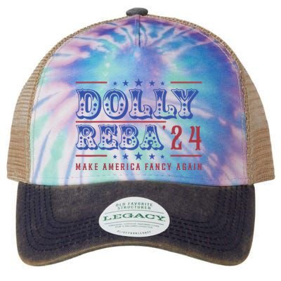Retro Vintage Dolly And Reba 2024 Make America Fancy Again Legacy Tie Dye Trucker Hat
