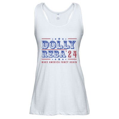 Retro Vintage Dolly And Reba 2024 Make America Fancy Again Ladies Essential Flowy Tank