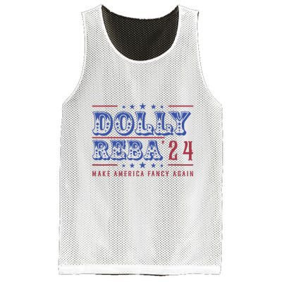Retro Vintage Dolly And Reba 2024 Make America Fancy Again Mesh Reversible Basketball Jersey Tank