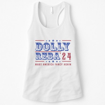 Retro Vintage Dolly And Reba 2024 Make America Fancy Again Womens Tank Top