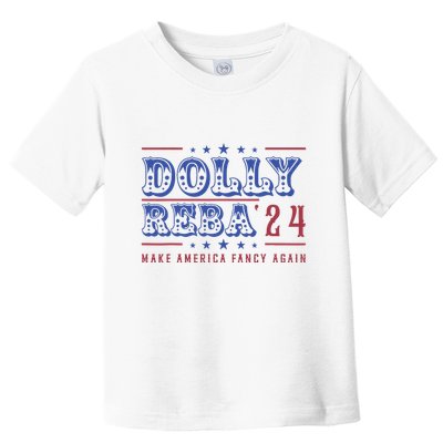 Retro Vintage Dolly And Reba 2024 Make America Fancy Again Toddler T-Shirt