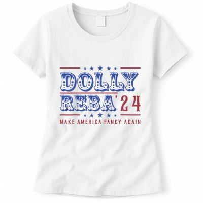Retro Vintage Dolly And Reba 2024 Make America Fancy Again Womens T-Shirt