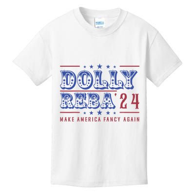 Retro Vintage Dolly And Reba 2024 Make America Fancy Again Kids T-Shirt