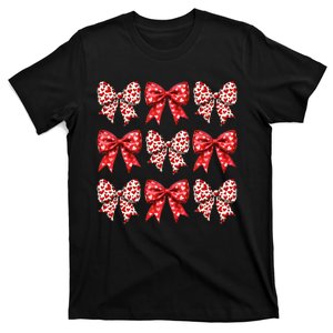 Retro Valentines Day Heart Coquette Bow T-Shirt