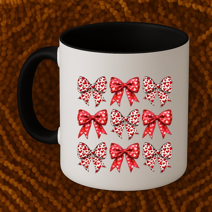Retro Valentines Day Heart Coquette Bow Mug