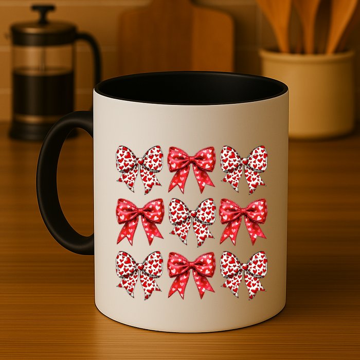 Retro Valentines Day Heart Coquette Bow Mug