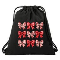 Retro Valentines Day Heart Coquette Bow Drawstring Bag