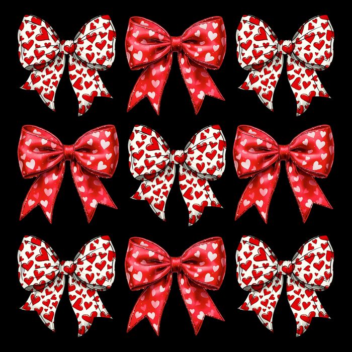 Retro Valentines Day Heart Coquette Bow Drawstring Bag