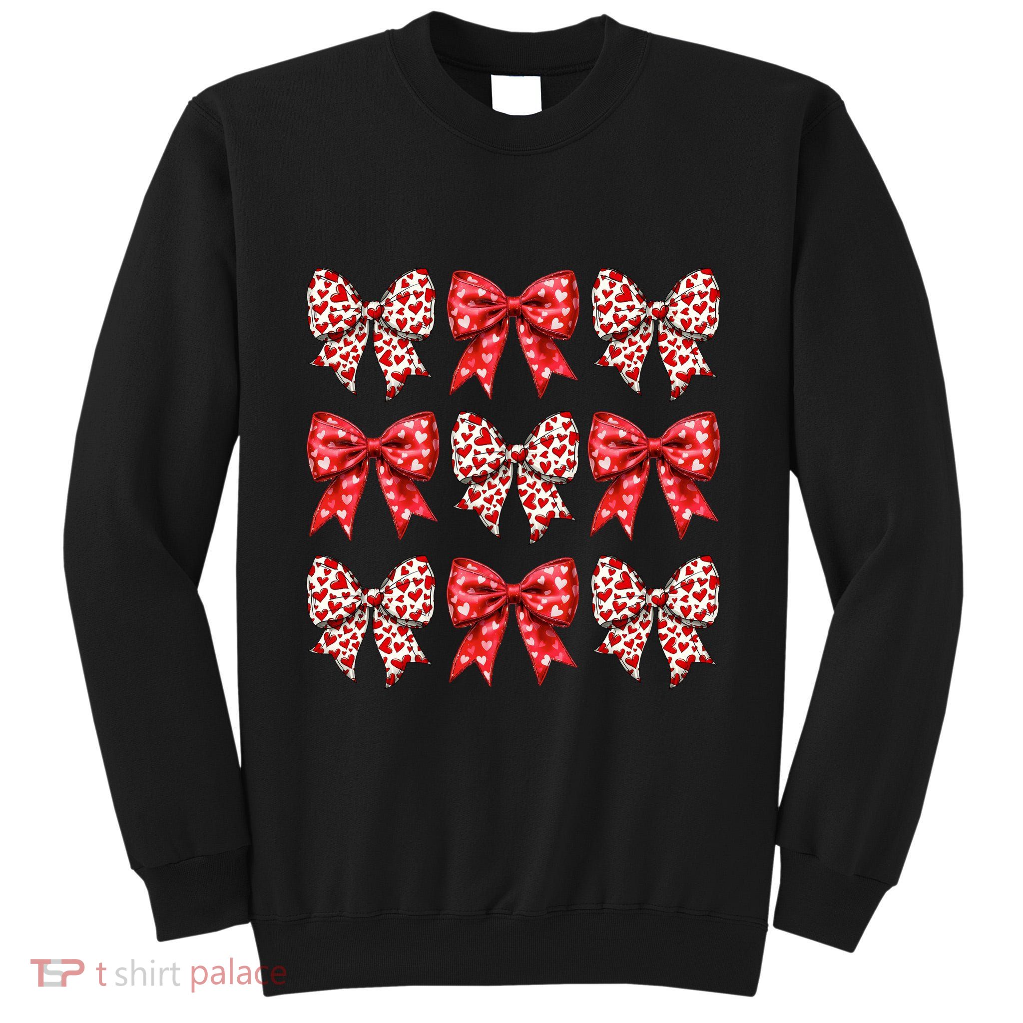 Retro Valentines Day Heart Coquette Bow Tall Sweatshirt