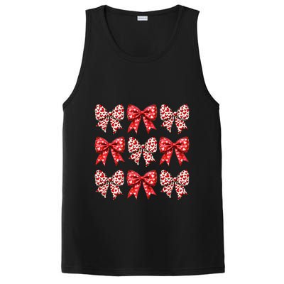 Retro Valentines Day Heart Coquette Bow PosiCharge Competitor Tank