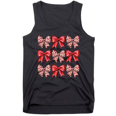 Retro Valentines Day Heart Coquette Bow Tank Top