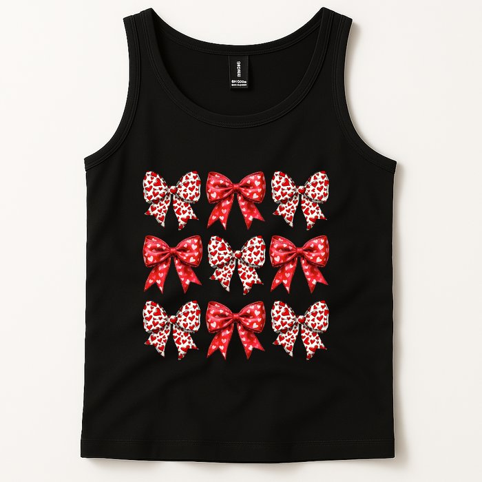 Retro Valentines Day Heart Coquette Bow Tank Top