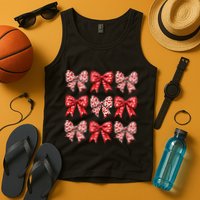 Retro Valentines Day Heart Coquette Bow Tank Top