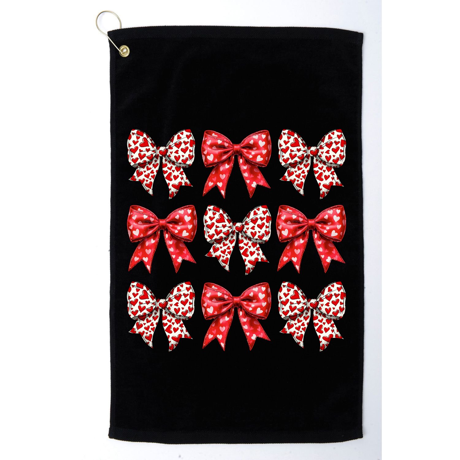 Retro Valentines Day Heart Coquette Bow Golf Towel