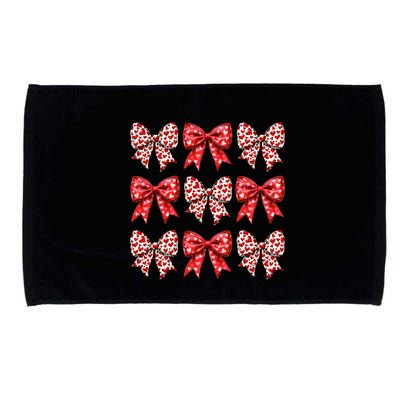 Retro Valentines Day Heart Coquette Bow Microfiber Hand Towel