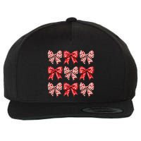 Retro Valentines Day Heart Coquette Bow Wool Snapback Cap