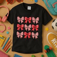 Retro Valentines Day Heart Coquette Bow Kids T-Shirt