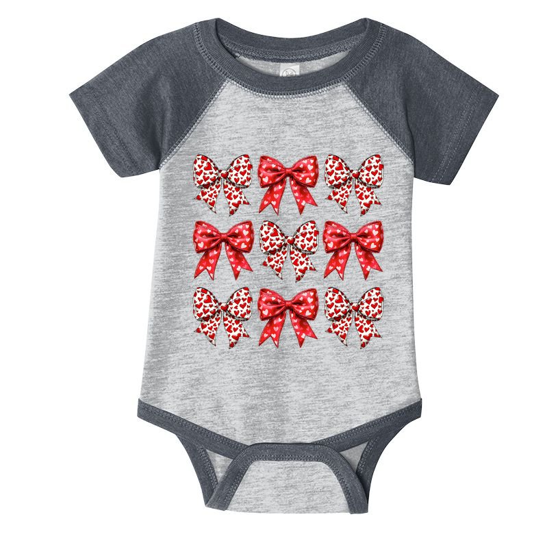 Retro Valentines Day Heart Coquette Bow Infant Baby Jersey Bodysuit
