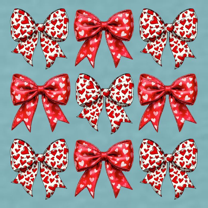 Retro Valentines Day Heart Coquette Bow Sueded Cloud Jersey T-Shirt