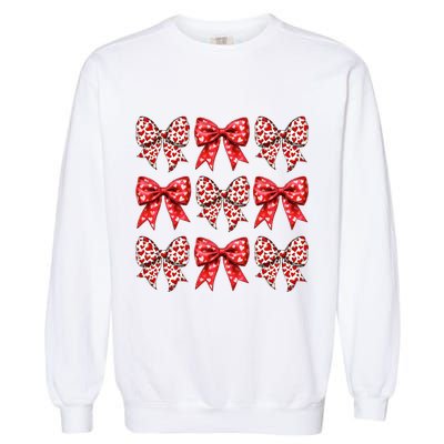 Retro Valentines Day Heart Coquette Bow Garment-Dyed Sweatshirt
