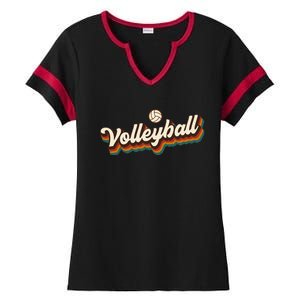 Retro Volleyball Design Volleyball Ladies Halftime Notch Neck Tee