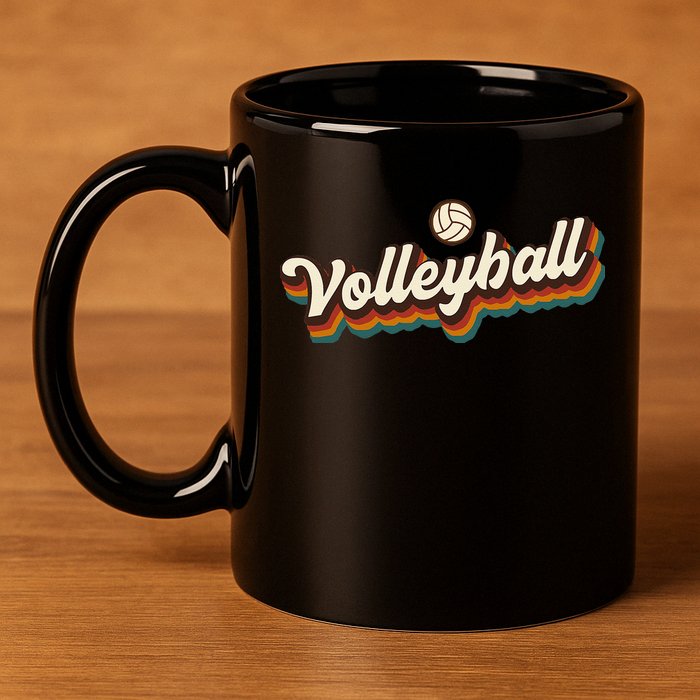 Retro Volleyball Design Volleyball 11oz C Handle Ceramic Mug
