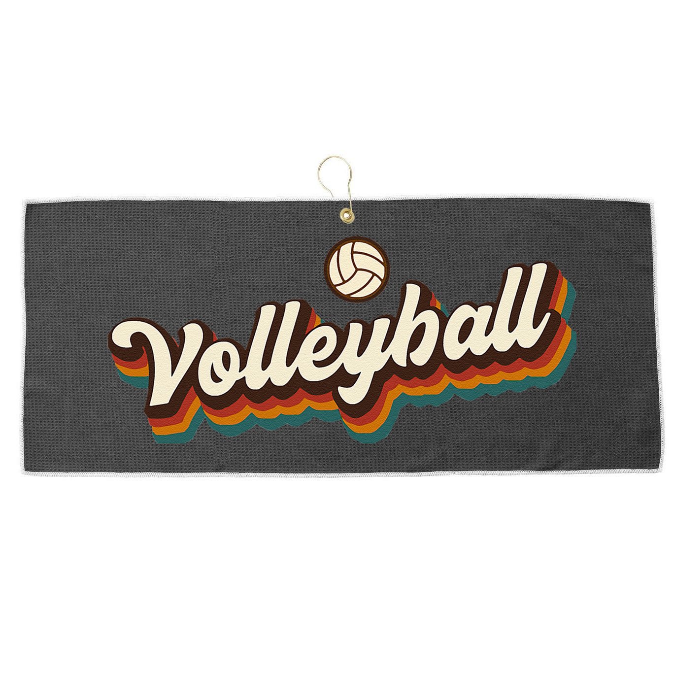 Retro Volleyball Design Volleyball Large Microfiber Waffle Golf Towel