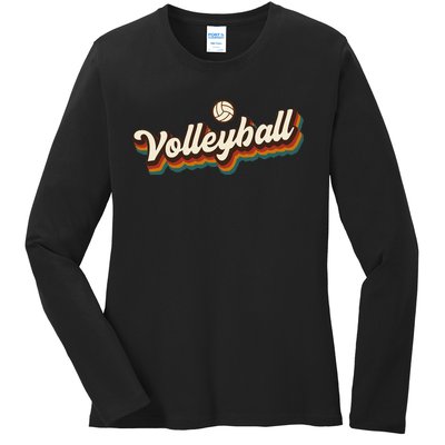 Retro Volleyball Design Volleyball Ladies Long Sleeve Shirt