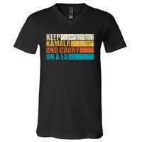 Retro Vintage Distressed Keep Kamala And Carry On A La V Neck V-Neck T-Shirt