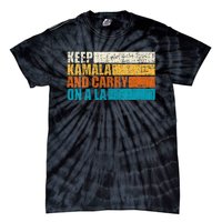 Retro Vintage Distressed Keep Kamala And Carry On A La V Neck Tie-Dye T-Shirt