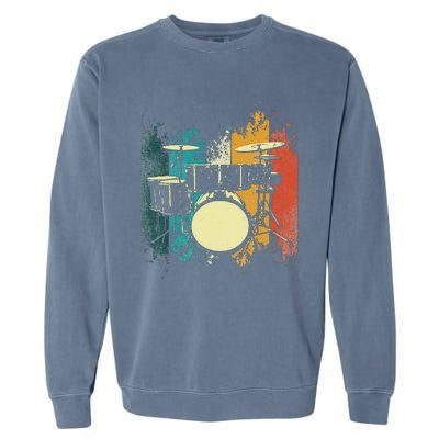 Retro Vintage Drum Set Drumset Drumming Funny Drummer  Garment-Dyed Sweatshirt