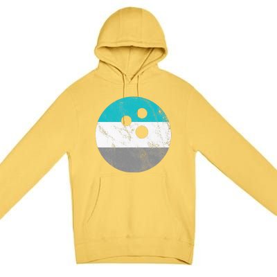 Retro Vintage Distressed Bowling Ball Premium Pullover Hoodie