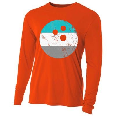 Retro Vintage Distressed Bowling Ball Cooling Performance Long Sleeve Crew