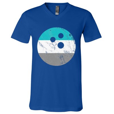 Retro Vintage Distressed Bowling Ball V-Neck T-Shirt