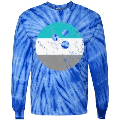 Retro Vintage Distressed Bowling Ball Tie-Dye Long Sleeve Shirt