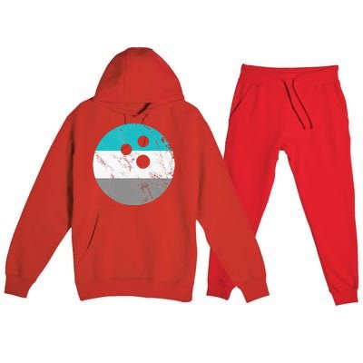 Retro Vintage Distressed Bowling Ball Premium Hooded Sweatsuit Set