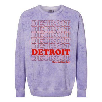 Retro Vintage Detroit Have A Nice Day Colorblast Crewneck Sweatshirt