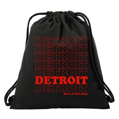 Retro Vintage Detroit Have A Nice Day Drawstring Bag