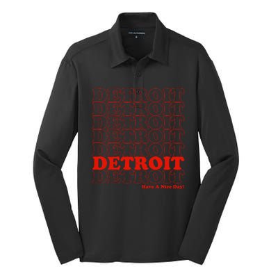 Retro Vintage Detroit Have A Nice Day Silk Touch Performance Long Sleeve Polo