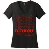 Retro Vintage Detroit Have A Nice Day Women's V-Neck T-Shirt