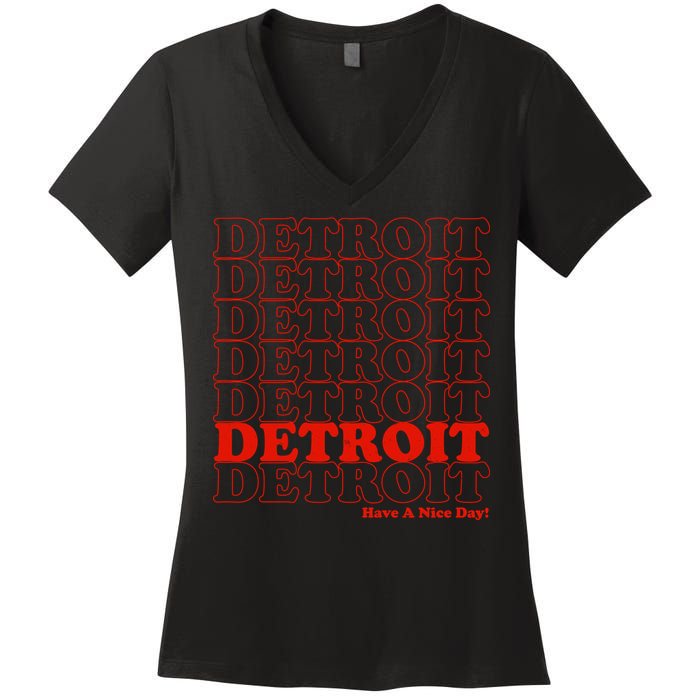 Retro Vintage Detroit Have A Nice Day Women's V-Neck T-Shirt