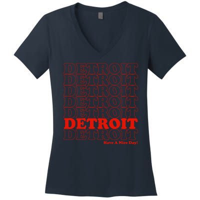 Retro Vintage Detroit Have A Nice Day Women's V-Neck T-Shirt